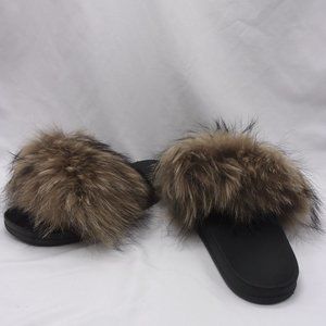 Women's  Fur Slides Fuzzy Furry Slippers Sandals